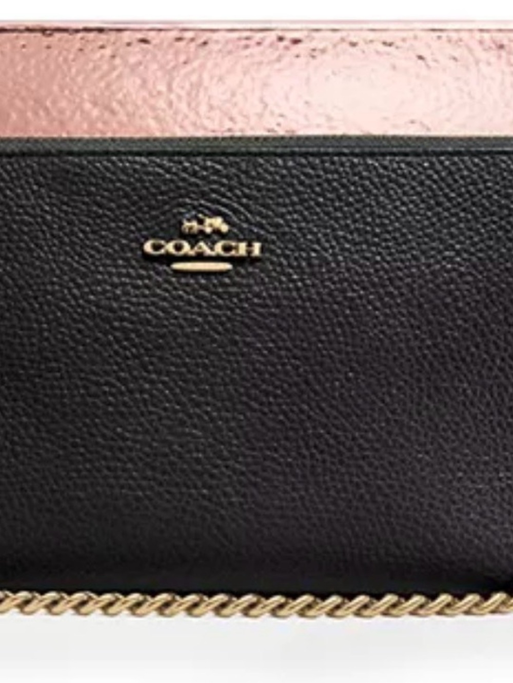 Coach Black Leather Crossbody with  Gold Trim and Gold Chain